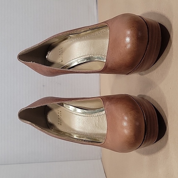 Stuart Weitzman, Size 8.5 Platform Stiletto Heels, Tan Leather - Picture 10 of 12